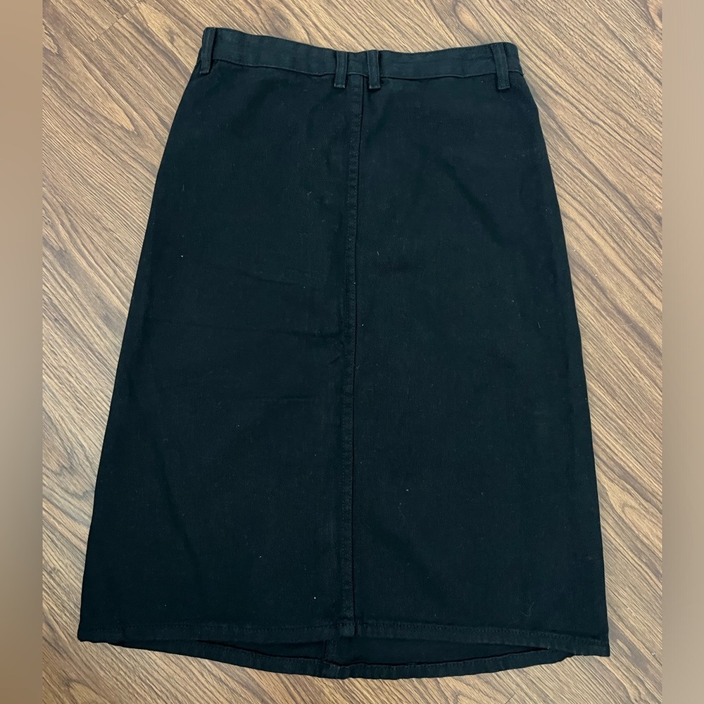 Black denim knee length skirt